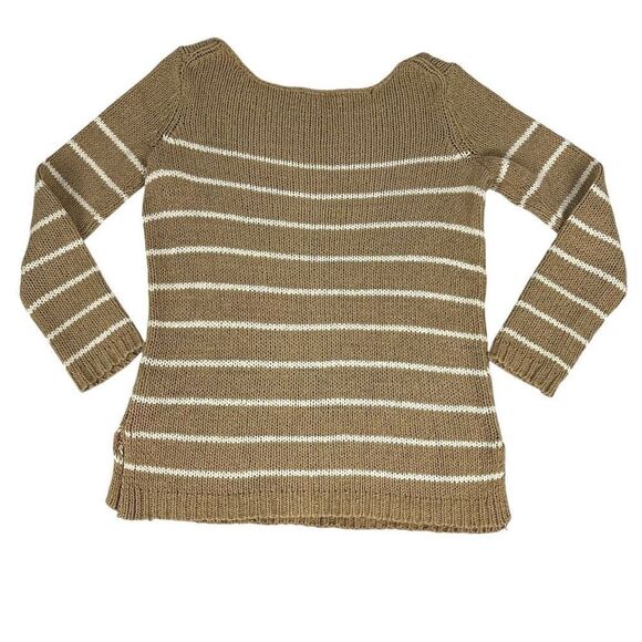 Vince Tan White Striped Pullover Sweater Size Small - Picture 3 of 8